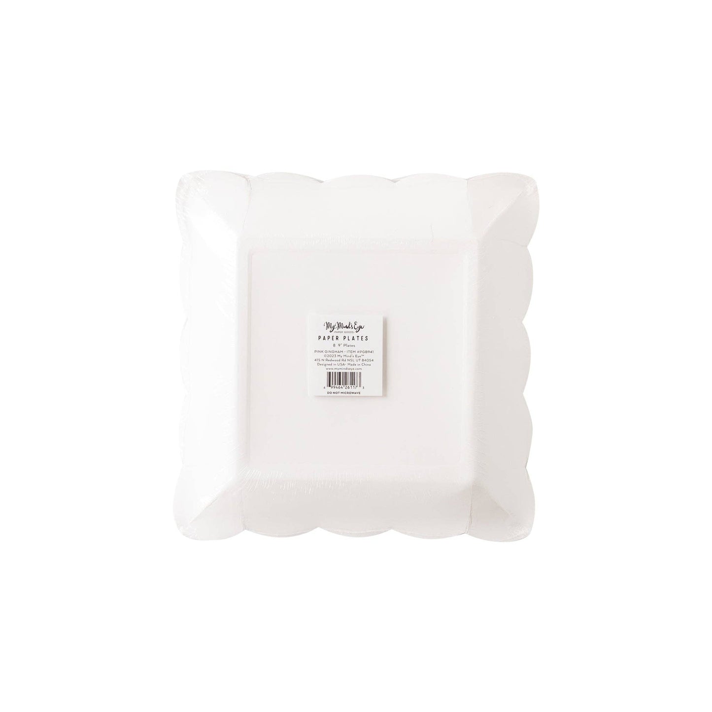 Pink Gingham Scalloped Plates - Gold Edges