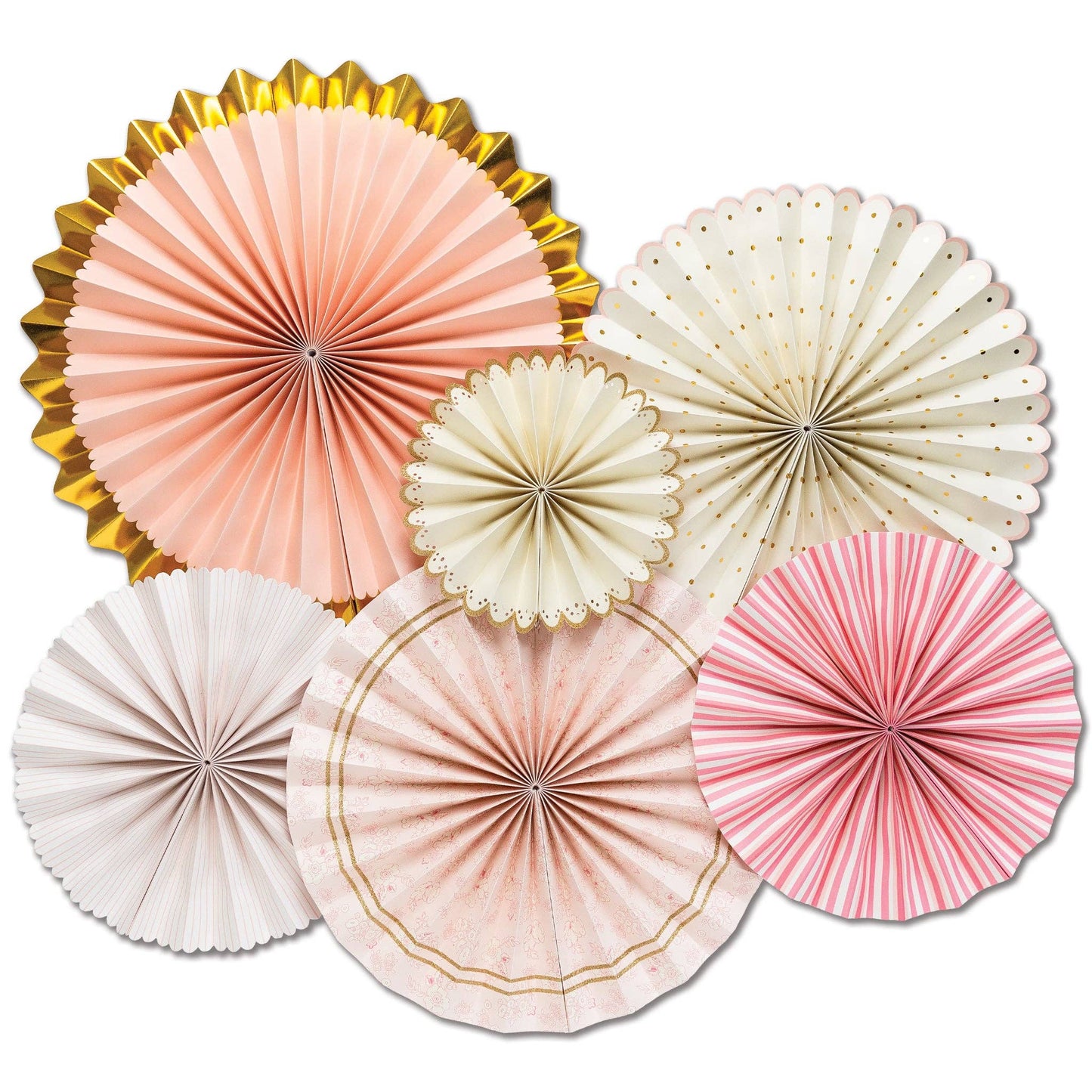 Princess Pink and Gold Party Photo Backdrop Fans