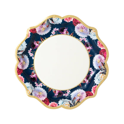 Tea Party Chintz Paper Plates - Floral 8 Inch Plates for Alice in Wonderland & Baby Showers (12-Pack)