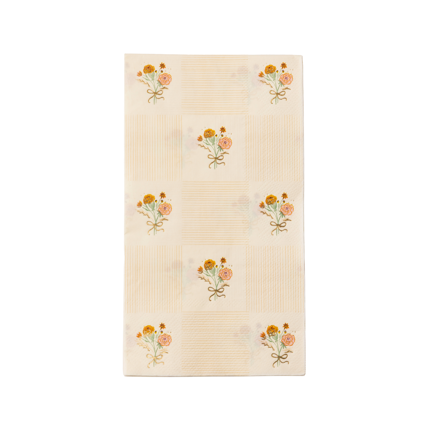 Cozy Fall Floral Dinner Napkins - Block Print and Gold