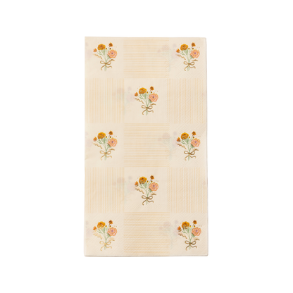 Cozy Fall Floral Dinner Napkins - Block Print and Gold