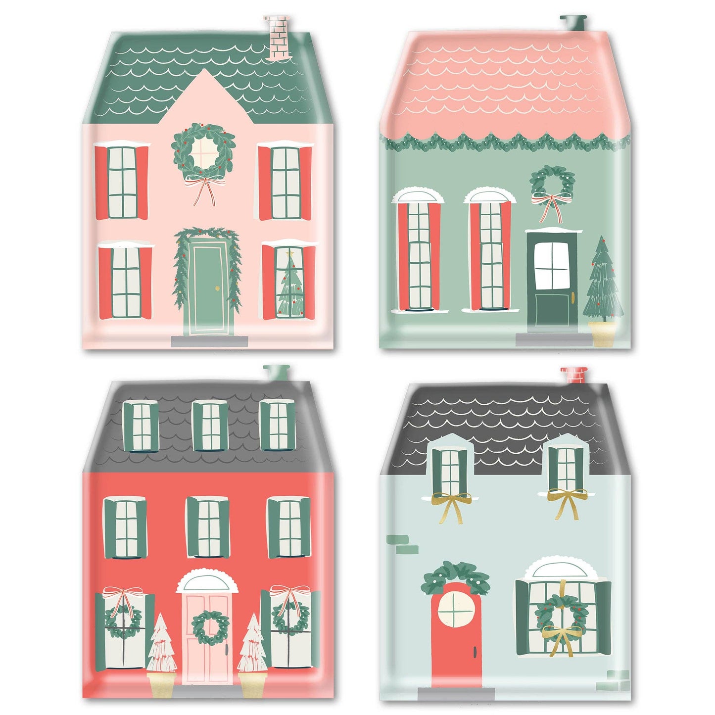 Christmas Village Houses Plates