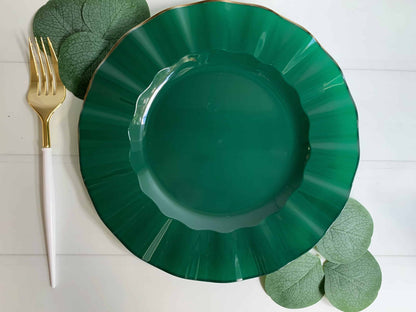 Emerald Green with Gold Dinner Plates - 9"