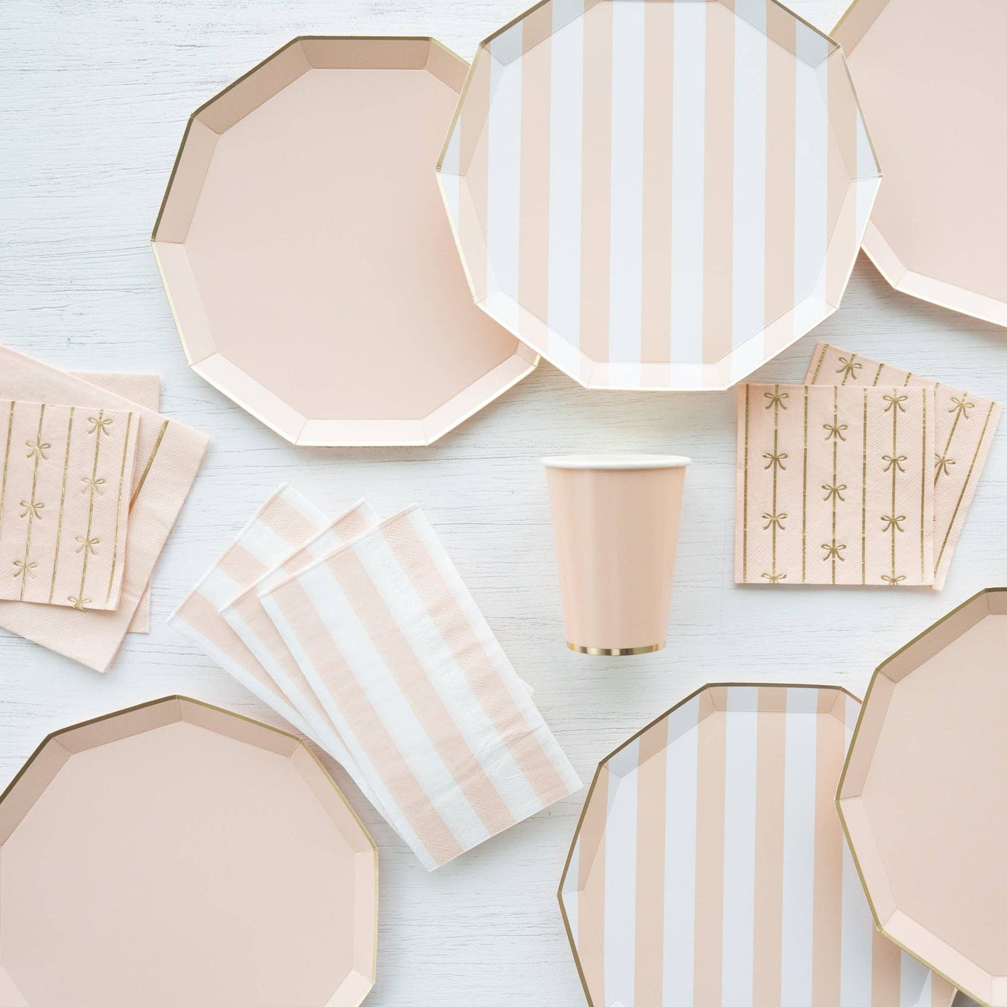 Sweet Peach Paper Cups with Gold Foil Edge Detail