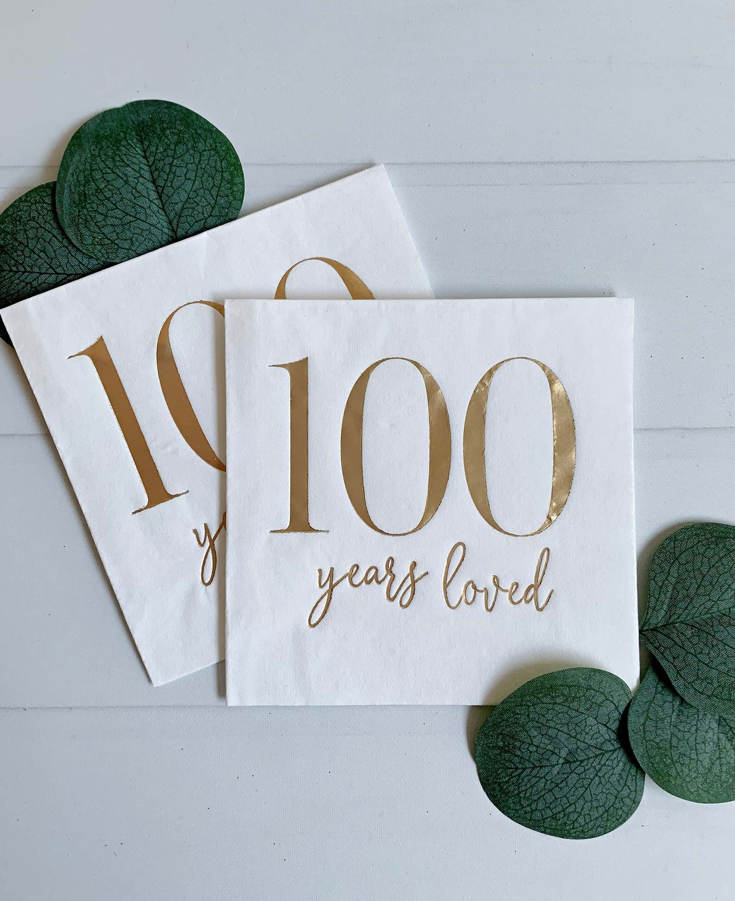100 Years Loved Cocktail Napkins - 100th Birthday Party Decorations