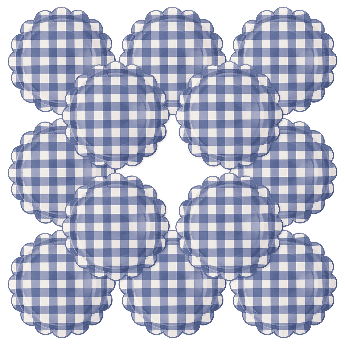 Scalloped Blue Gingham Paper Plates