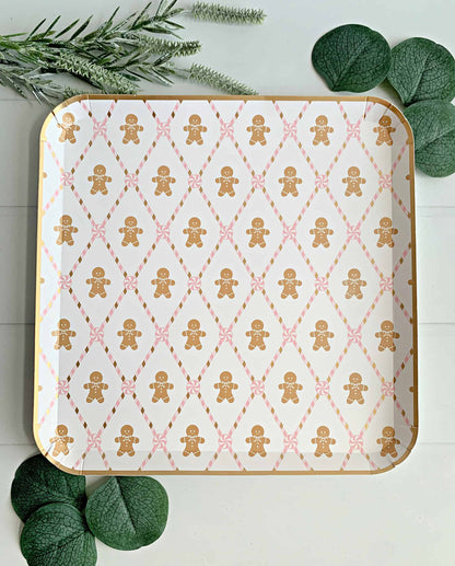 Gingerbread Man Plaid Paper Plates