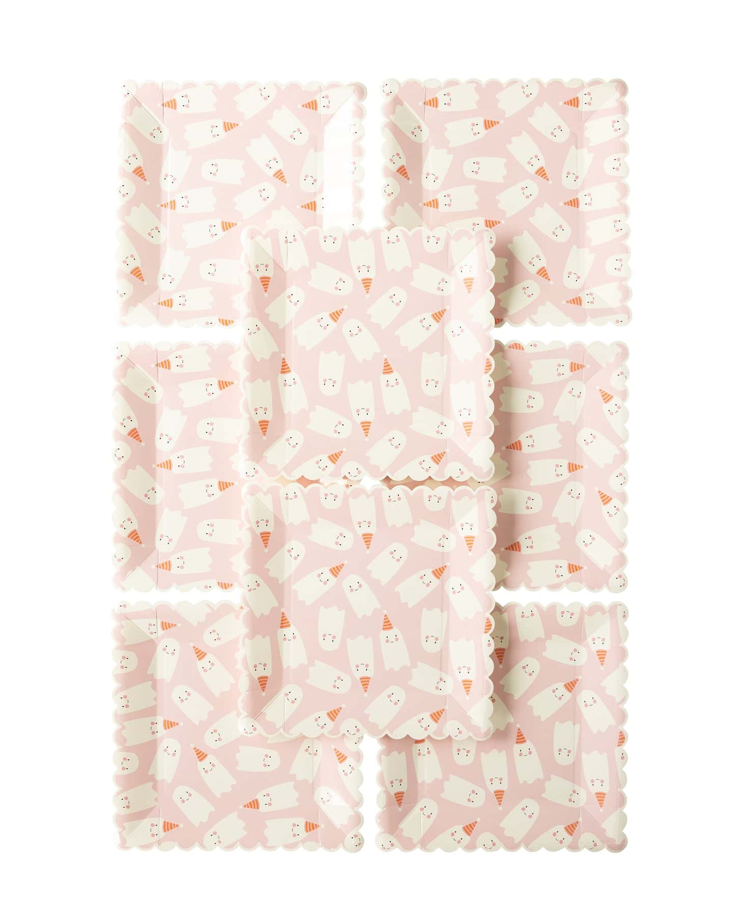 Scattered Cute Ghost Paper Plate