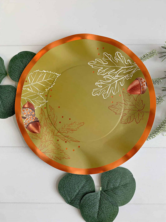 Fall Acorn and Oak Paper Salad & Appetizer Plates