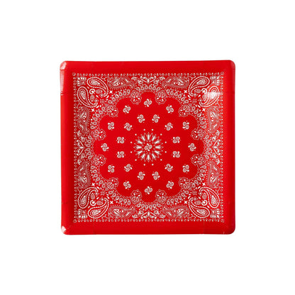 Red Bandana Paper Plate