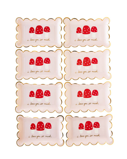 Love you So Much Mushroom Paper Plate