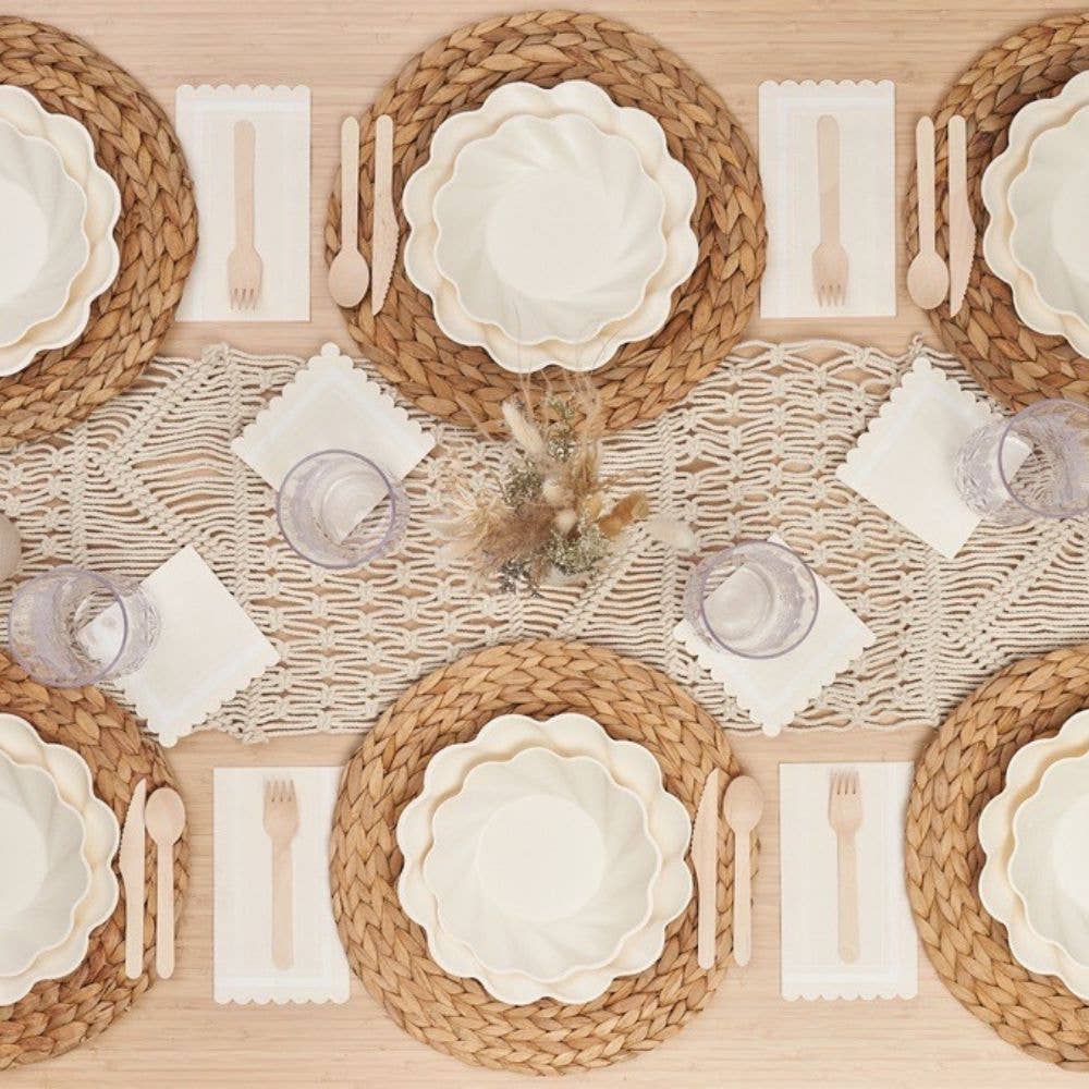 Cream Scalloped Cocktail Napkins