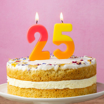 2 Tone Ombre Orange Birthday Number Candles | 0-9 | Single |: 5