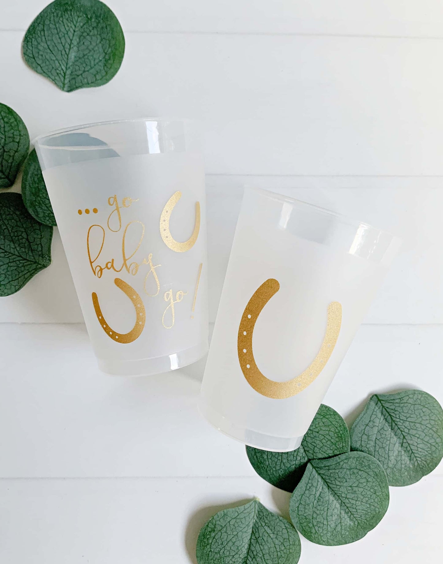 Go Baby Go Derby Inspired Frosted Party Cups - Gold