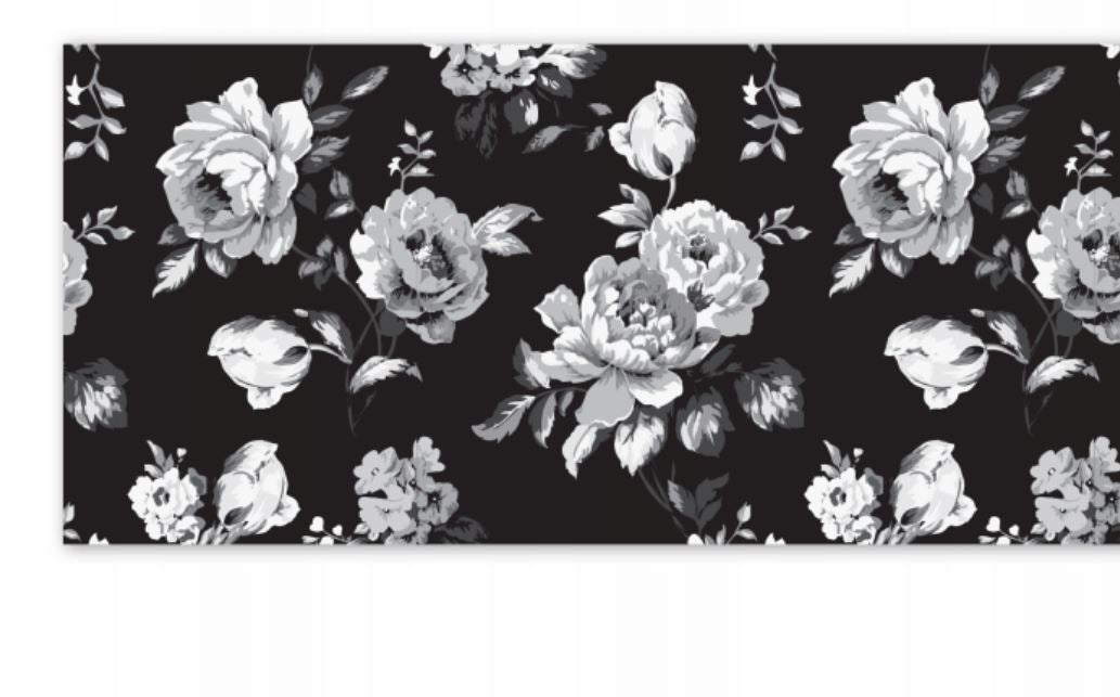 Black and White Floral Table Runner - Farmhouse Paper Table Runner for Parties, Weddings & Events