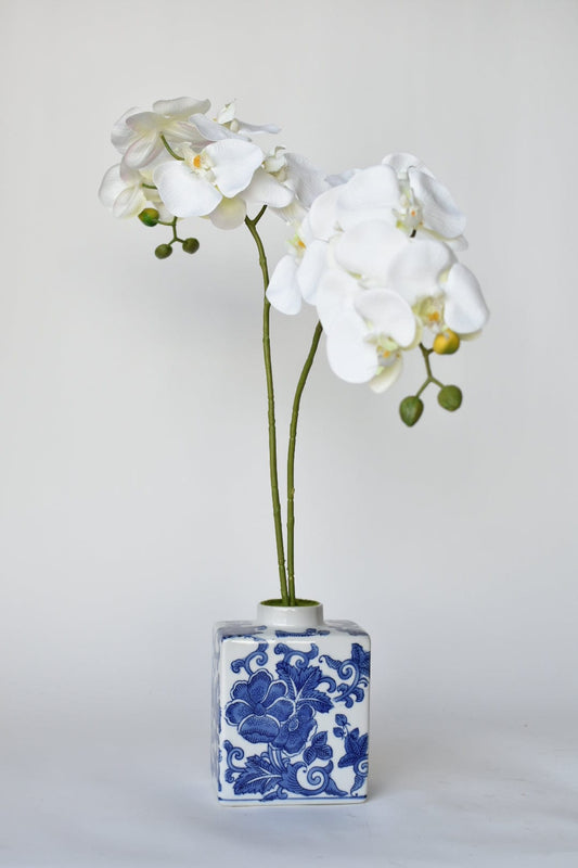 20" Faux Blue & White Phalaenopsis Orchid Arrangement