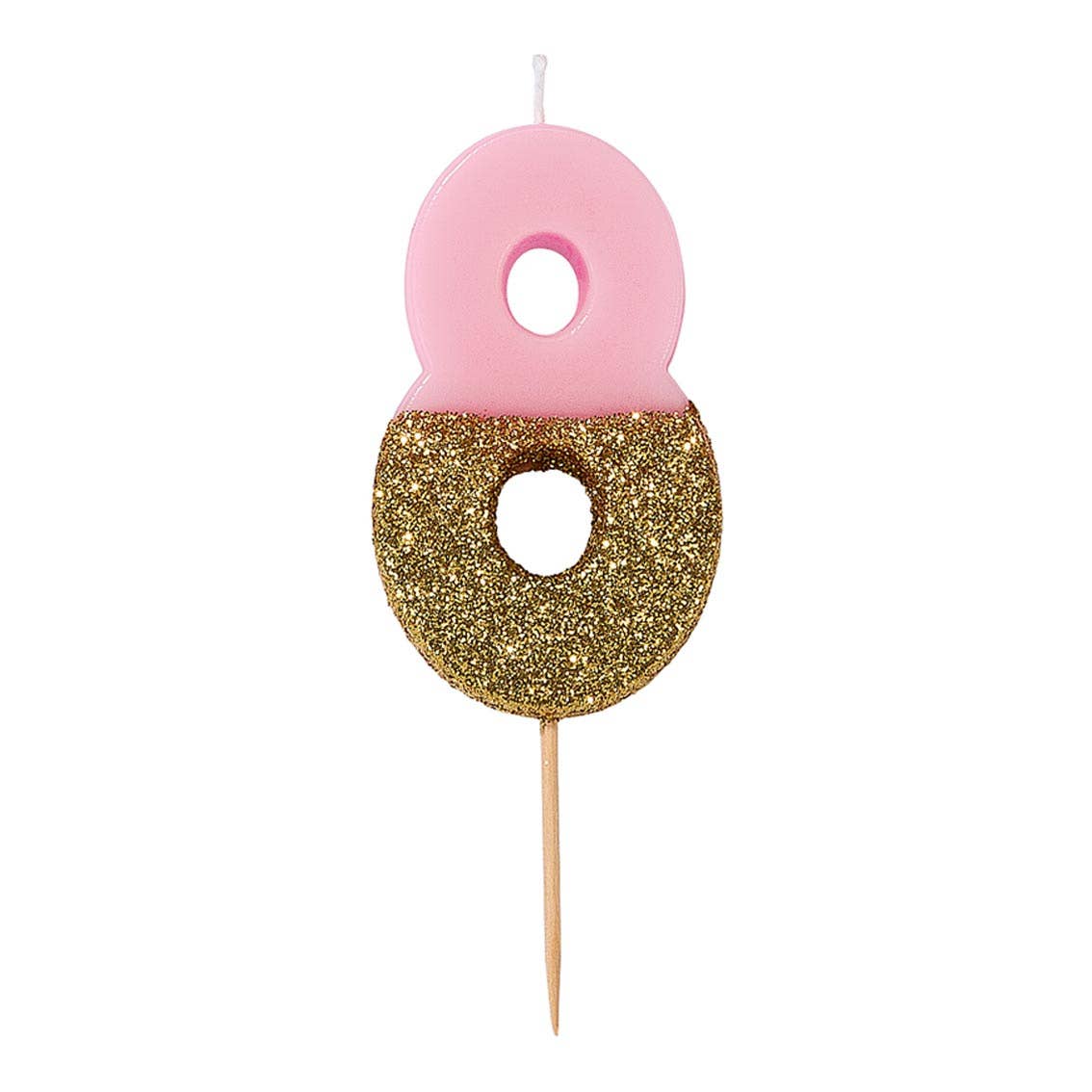 Pink Number Candles - Gold Glitter