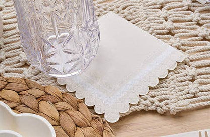 Cream Scalloped Cocktail Napkins