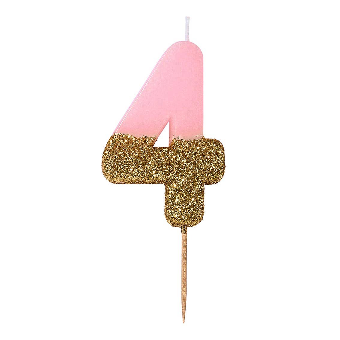 Pink Number Candles - Gold Glitter