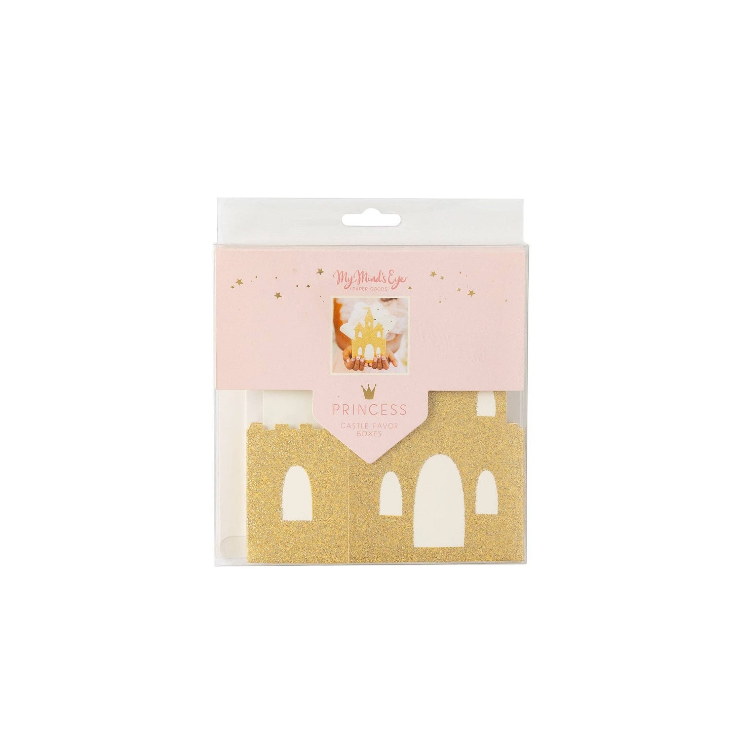 Princess Castle Favor Boxes with Gold Glitter | 6" Tall | Set of 8 | Fairy Tale Party