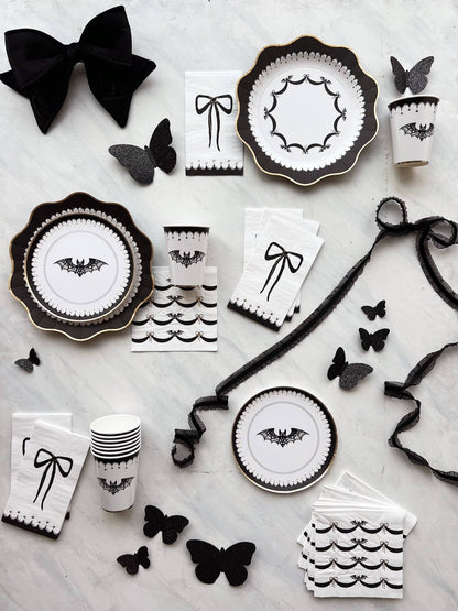 Elegant Halloween Lacy Bat Dessert Plates