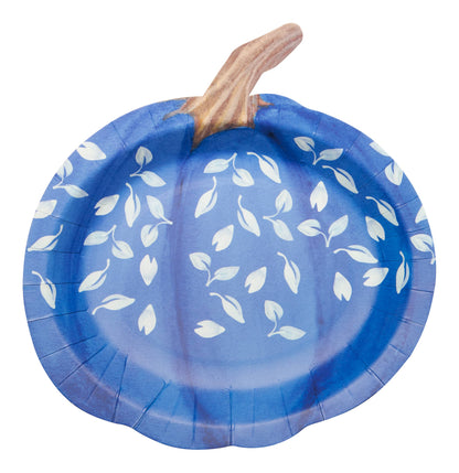 Blue and Amber Pumpkin Salad Plates- Set of 8