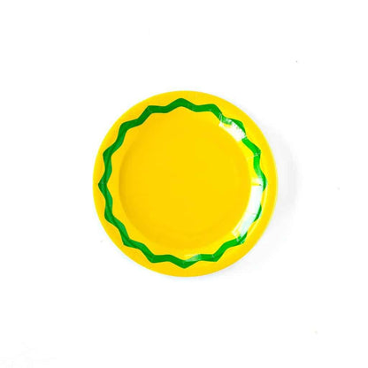 Yellow and green paper plates for a mexican fiesta party