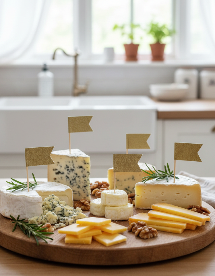 Flag toppers on food board