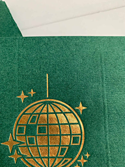 Forest Green and Gold Disco Ball Cocktail Napkins for Bachelorette, Birthday, and Disco-Themed Parties