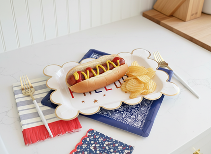 Freedom plate hot dog bar in French country kitchen
