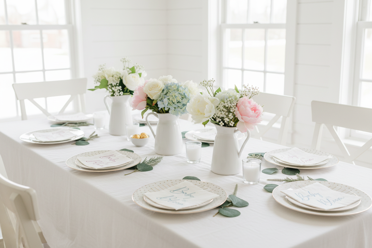 French country kitchen baby shower tablescape