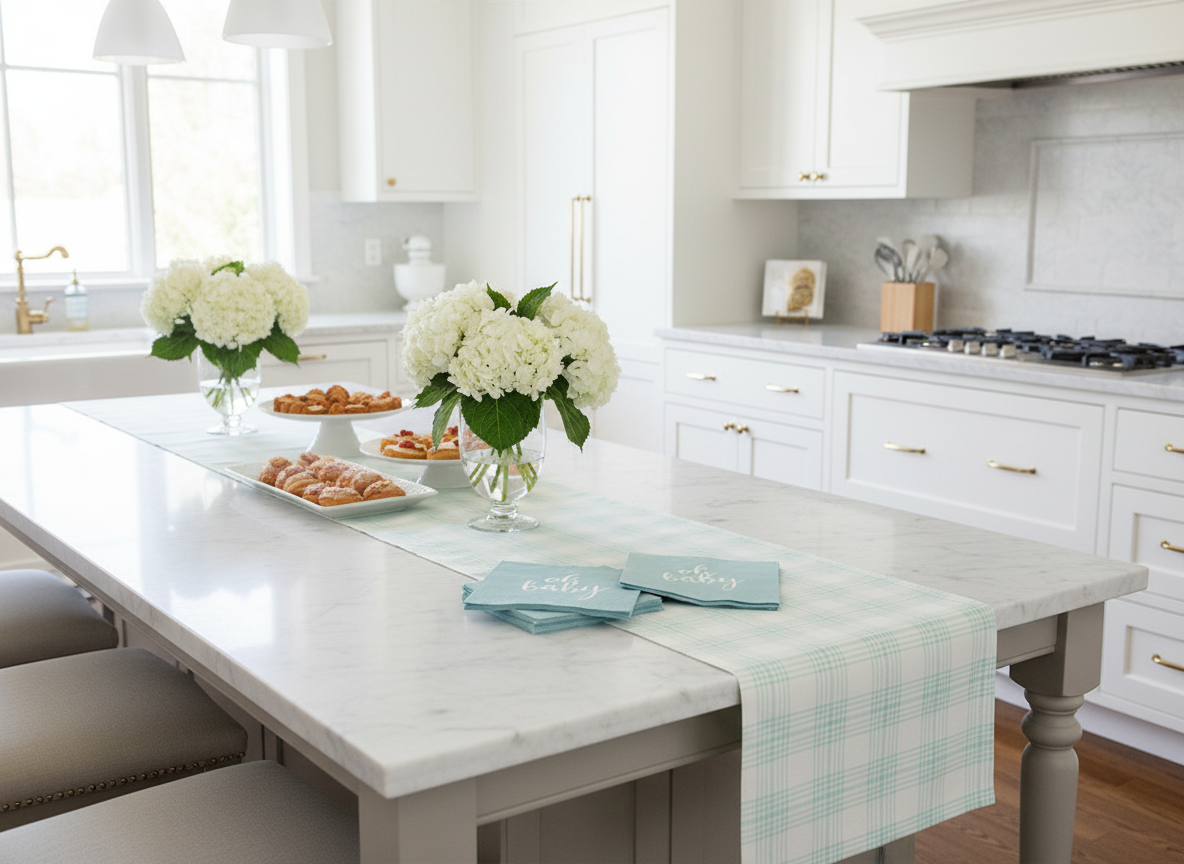 French Country Kitchen Blue Plaid Baby Shower