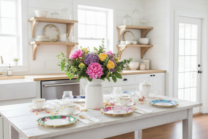 French country kitchen tea party tablescape