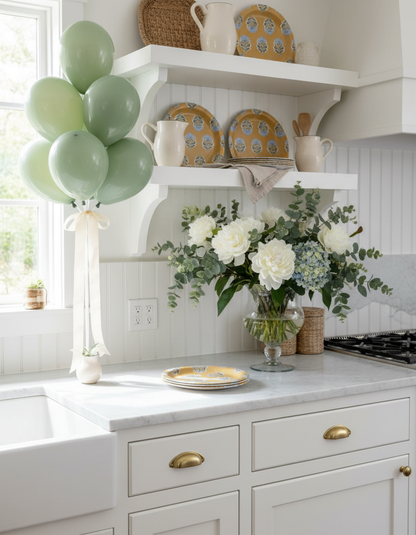 French country kitchen with amber plates