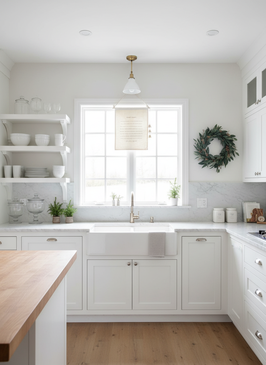French Country Kitchen with Silent Night Banner