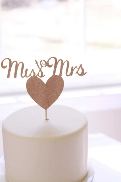 Miss to Mrs Cake Topper in Rose Gold by EnFete Party Supplies