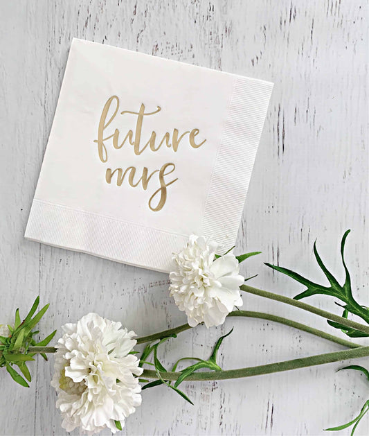 Future Mrs. Napkins - White and Gold Foil
