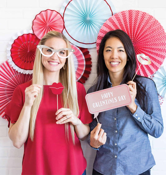 Galentine's Day Photo Props and backdrop fans