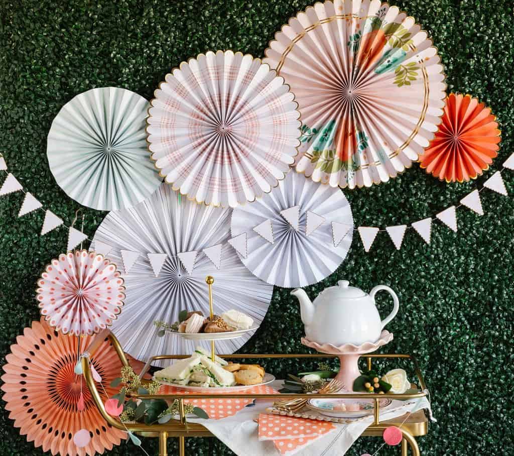 Garden Tea Party Backdrop Fans