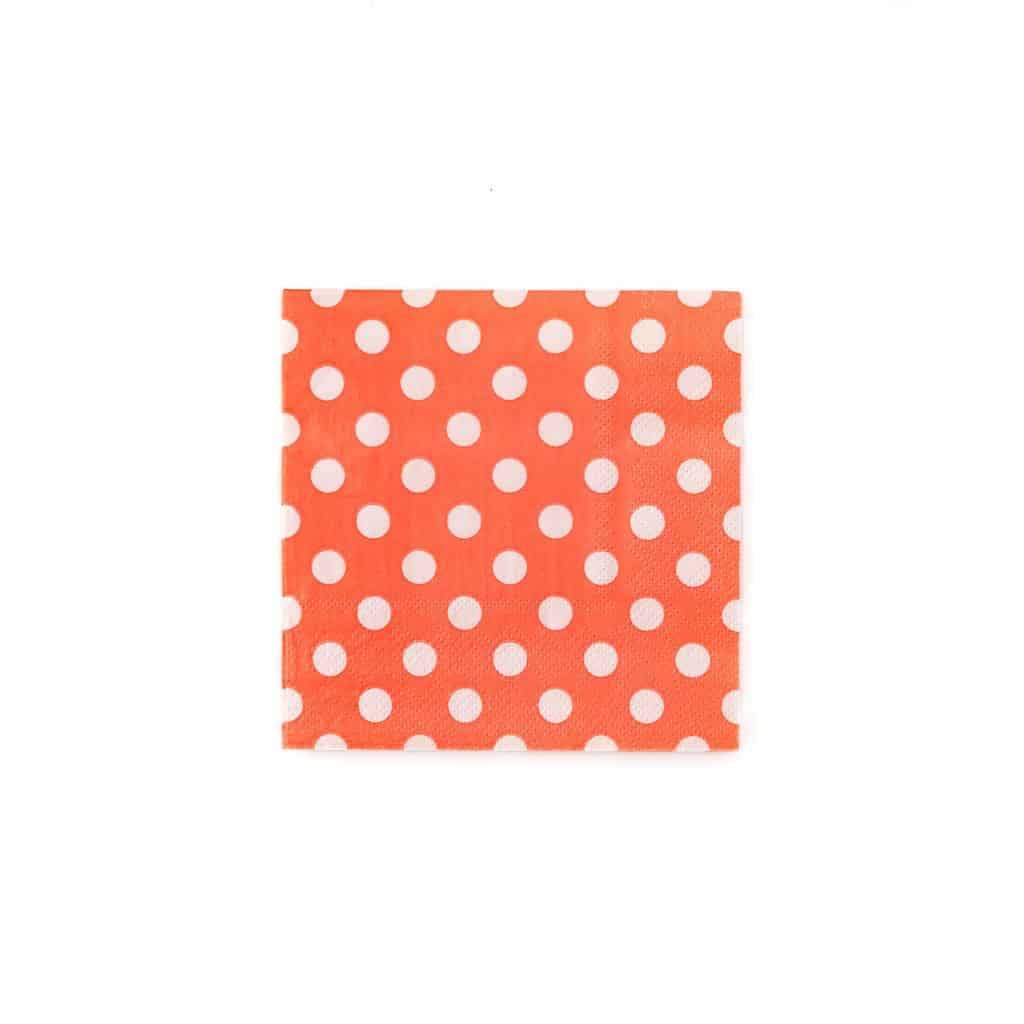Peach with white polka dot cocktail napkins that are perfect for a garden tea party