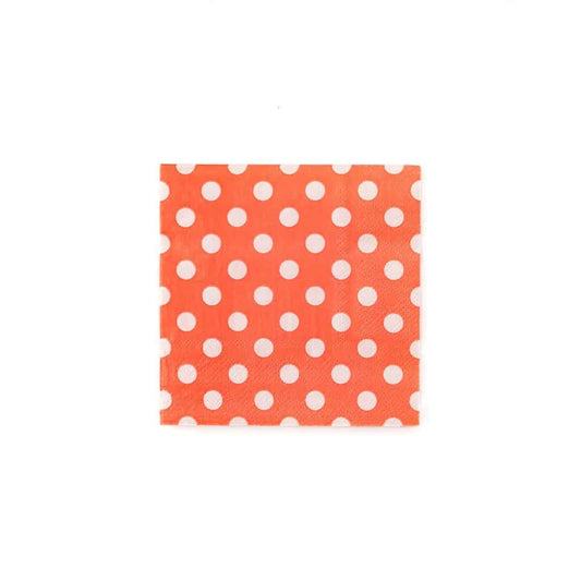 Peach with white polka dot cocktail napkins that are perfect for a garden tea party