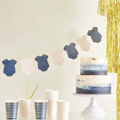 navy and blush baby shower banner