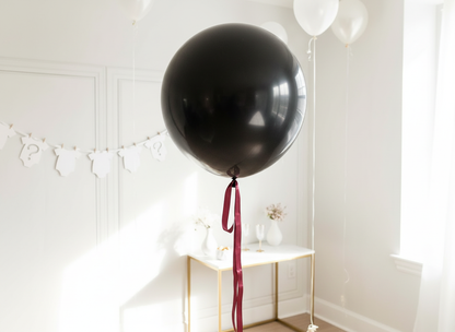 Gender Reveal Room with Realistic Shiny Black Balloon