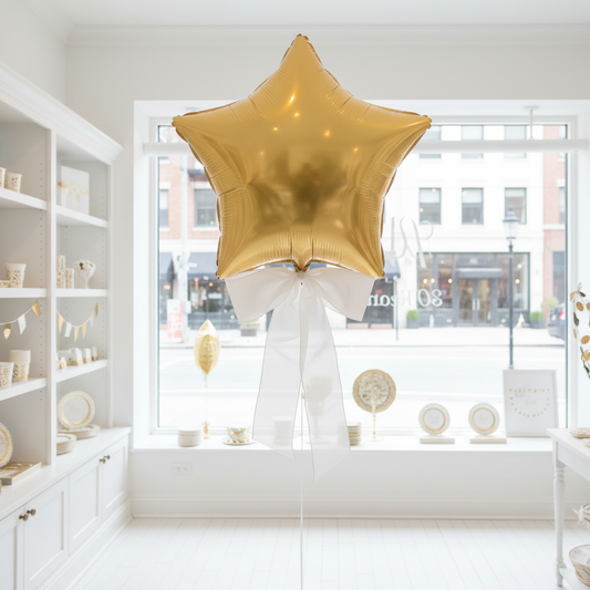 Giant Matte Gold Star Balloon Party Boutique White Organza