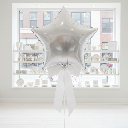 Giant Matte Silver Star Balloon Party Boutique White Organza