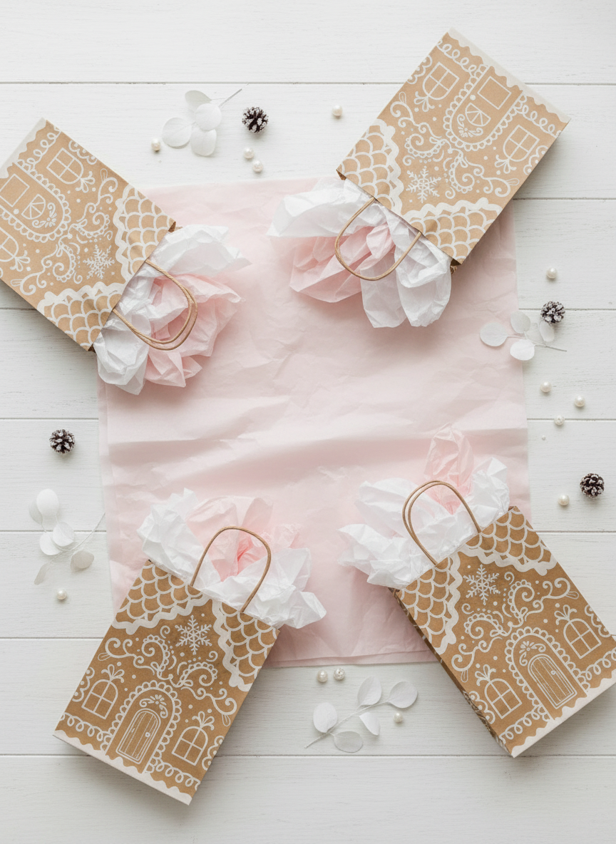 Gingerbread Bags with Blush Tissue