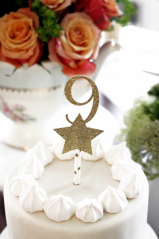 Gold 9th Birthday Cake Topper