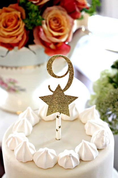 Gold 9th Birthday Cake Topper