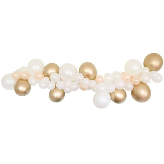 Gold Balloon Garland Kit with Peach and White