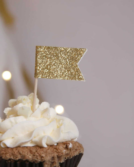 Gold Glitter Cupcake Toppers